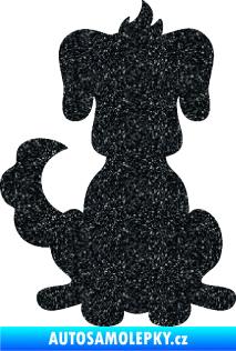 Samolepka Pes 113 levá kreslená silueta Ultra Metalic černá