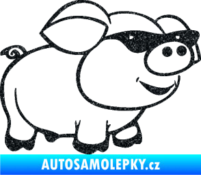 Samolepka Prase 006 pravá frajer v brýlích Ultra Metalic černá