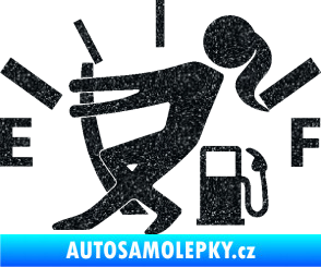 Samolepka Prázdná nádrž 002 palivoměr, varianta s ženou Ultra Metalic černá
