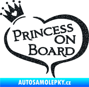 Samolepka Princess on board nápis s korunkou Ultra Metalic černá