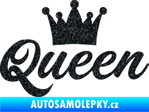 Samolepka Queen nápis s korunou Ultra Metalic černá