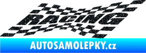 Samolepka Racing nápis v šachovnici Ultra Metalic černá