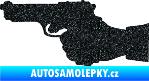 Samolepka Ruka s pistolí 001 levá ruce vzhůru Ultra Metalic černá