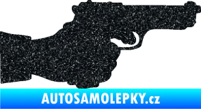 Samolepka Ruka s pistolí 001 pravá ruce vzhůru Ultra Metalic černá