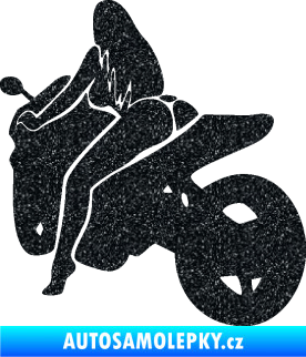 Samolepka Sexy žena na motorce levá Ultra Metalic černá