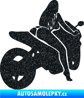 Samolepka Sexy žena na motorce pravá Ultra Metalic černá