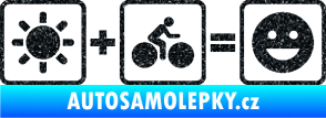 Samolepka Slunce + kolo = veselý smajlík vyjížďka na kole Ultra Metalic černá