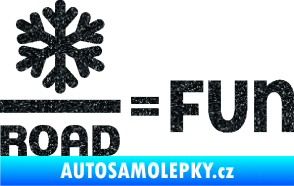Samolepka Snow road fun nápis s vločkou Ultra Metalic černá