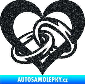Samolepka Snubní prstýnky v srdíčku levá Ultra Metalic černá