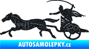 Samolepka Sparťanský bojovník 001 levá bojový vůz s koněm Ultra Metalic černá