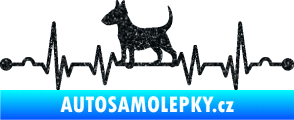 Samolepka Srdeční tep 008 levá pes bulteriér Ultra Metalic černá