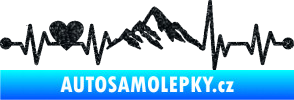 Samolepka Srdeční tep 011 hory se srdcem levá Ultra Metalic černá