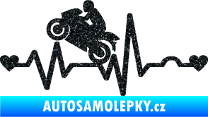 Samolepka Srdeční tep 013 levá motorkář Ultra Metalic černá