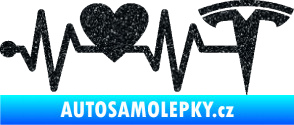Samolepka Srdeční tep 043 pravá Tesla Ultra Metalic černá