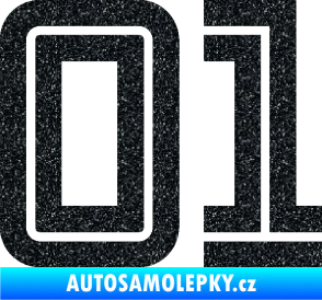 Samolepka Startovní číslo 01 typ 7 Ultra Metalic černá