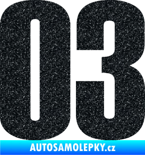 Samolepka Startovní číslo 03 typ 2   Ultra Metalic černá