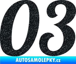 Samolepka Startovní číslo 03 typ 3 Ultra Metalic černá