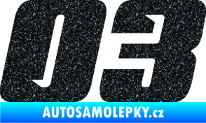 Samolepka Startovní číslo 03 typ 6 Ultra Metalic černá