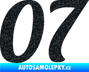 Samolepka Startovní číslo 07 typ 3 Ultra Metalic černá