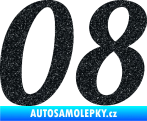 Samolepka Startovní číslo 08 typ 3 Ultra Metalic černá