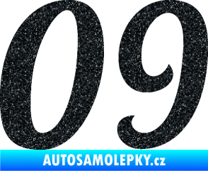 Samolepka Startovní číslo 09 typ 3  Ultra Metalic černá
