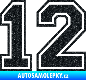 Samolepka Startovní číslo 12 typ 4 Ultra Metalic černá