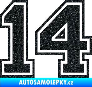 Samolepka Startovní číslo 14 typ 4 Ultra Metalic černá