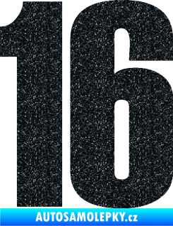 Samolepka Startovní číslo 16 typ 2   Ultra Metalic černá