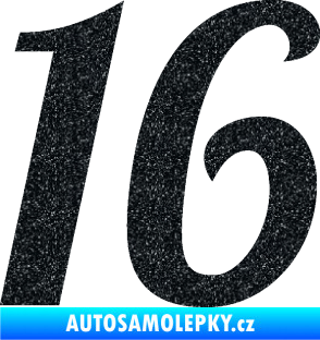 Samolepka Startovní číslo 16 typ 3       Ultra Metalic černá