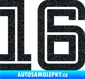 Samolepka Startovní číslo 16 typ 7 Ultra Metalic černá