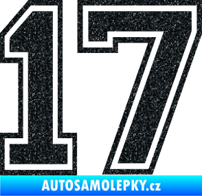 Samolepka Startovní číslo 17 typ 4 Ultra Metalic černá