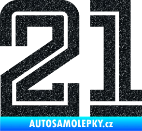 Samolepka Startovní číslo 21 typ 7 Ultra Metalic černá