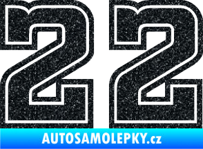 Samolepka Startovní číslo 22 typ 5 Ultra Metalic černá