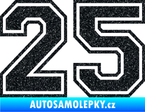 Samolepka Startovní číslo 25 typ 4 Ultra Metalic černá