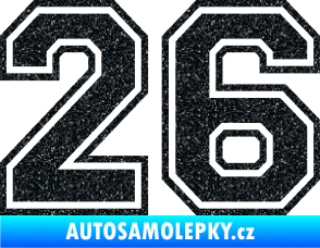 Samolepka Startovní číslo 26 typ 4 Ultra Metalic černá