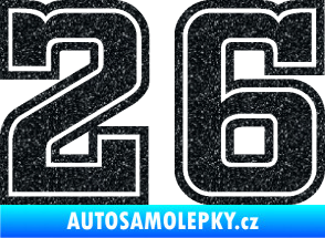 Samolepka Startovní číslo 26 typ 5 Ultra Metalic černá