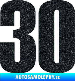 Samolepka Startovní číslo 30 typ 2     Ultra Metalic černá