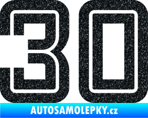 Samolepka Startovní číslo 30 typ 7 Ultra Metalic černá