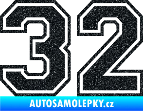 Samolepka Startovní číslo 32 typ 4 Ultra Metalic černá