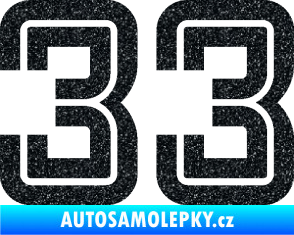 Samolepka Startovní číslo 33 typ 7 Ultra Metalic černá