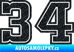 Samolepka Startovní číslo 34 typ 5 Ultra Metalic černá