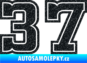 Samolepka Startovní číslo 37 typ 5 Ultra Metalic černá
