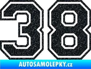 Samolepka Startovní číslo 38 typ 4 Ultra Metalic černá