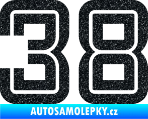 Samolepka Startovní číslo 38 typ 7 Ultra Metalic černá