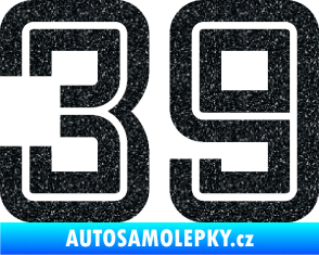 Samolepka Startovní číslo 39 typ 7 Ultra Metalic černá