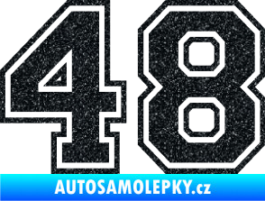 Samolepka Startovní číslo 48 typ 4 Ultra Metalic černá