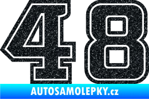 Samolepka Startovní číslo 48 typ 5 Ultra Metalic černá