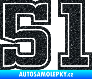 Samolepka Startovní číslo 51 typ 5 Ultra Metalic černá