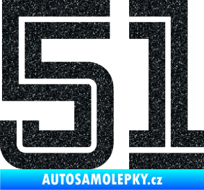 Samolepka Startovní číslo 51 typ 7 Ultra Metalic černá