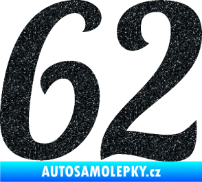 Samolepka Startovní číslo 62 typ 3 Ultra Metalic černá
